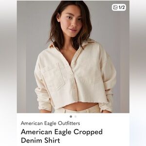 American Eagle Outfitters Off-White crop shacket